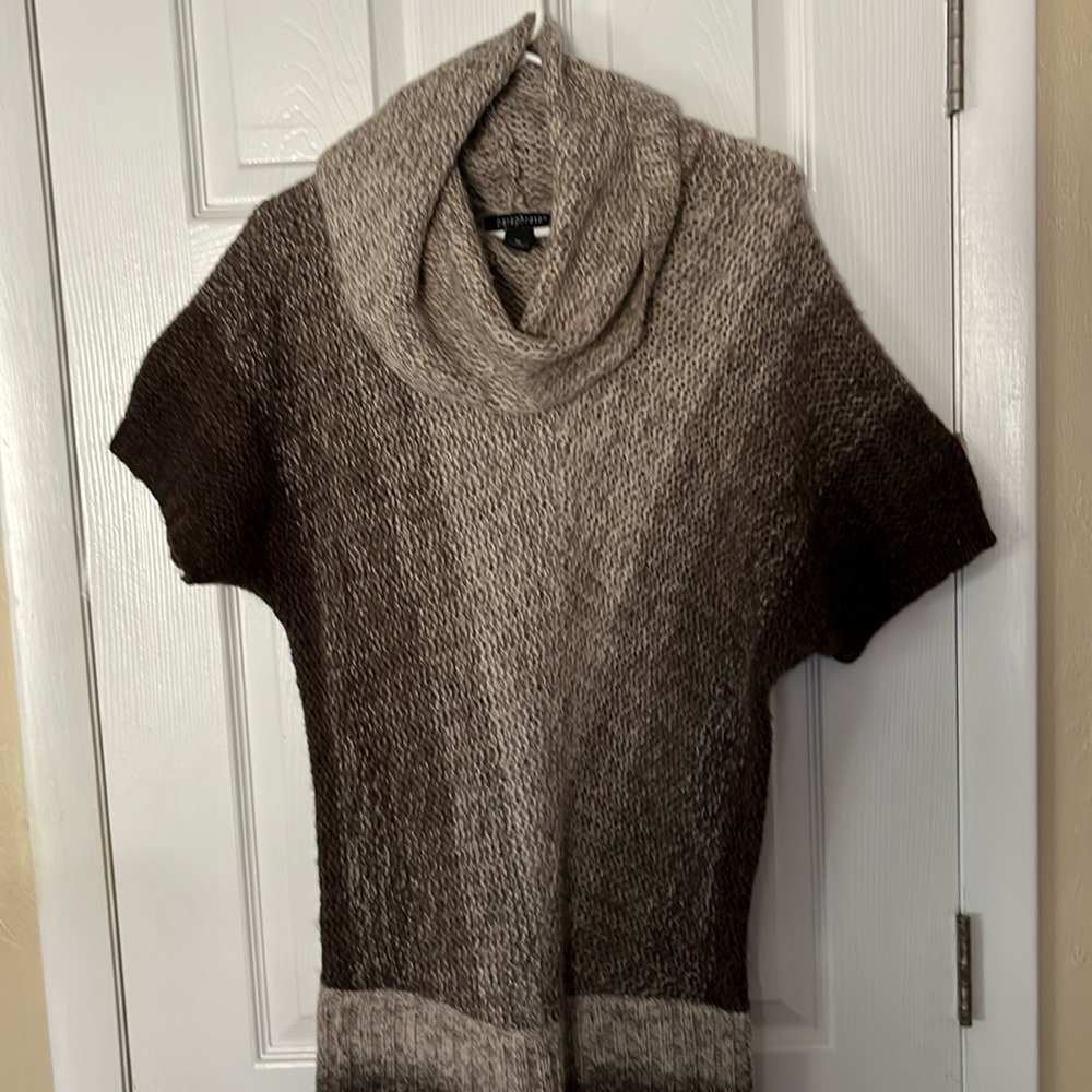 Paraphrase ombre wool blend knit cowl neck long sweater oversized short sleeve M